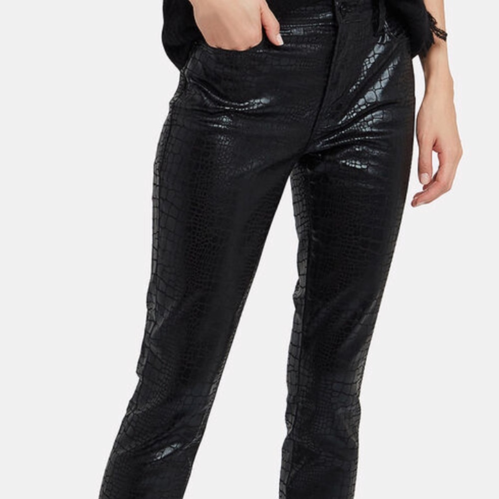 FRAME Le High Skinny Croc-Embossed Jeans - 27